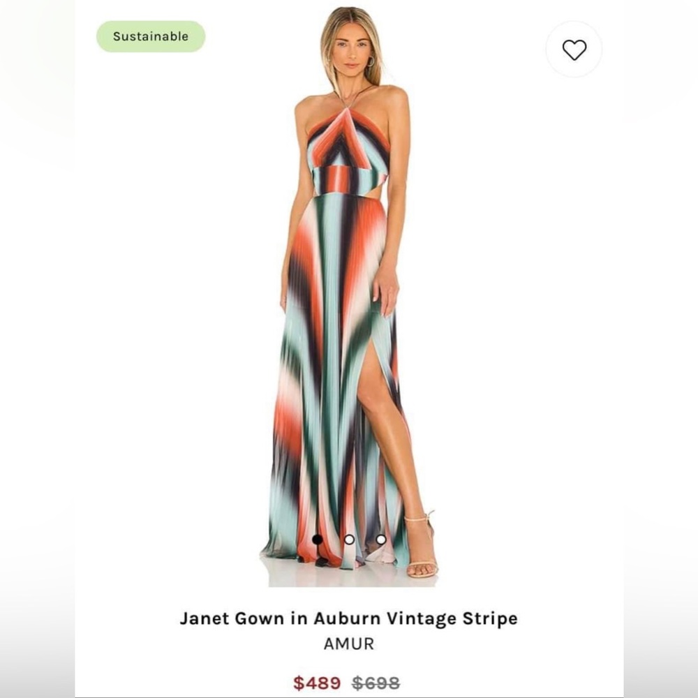 AMUR Janet Gown in auburn vintage stripe